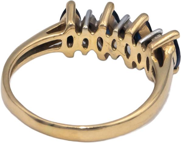14k Yellow Gold 0.58CT Diamond and Sapphire Band Ring Size 6
