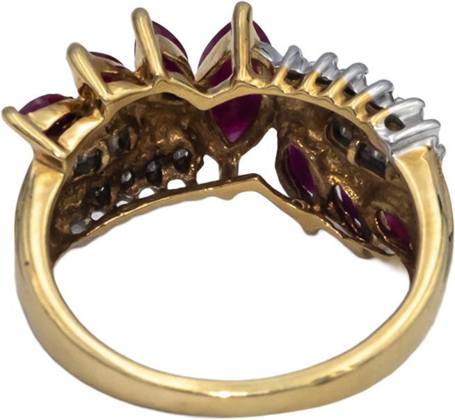 10k Yellow Gold 1.05CT Diamond and Ruby Cocktail Ring Size 7
