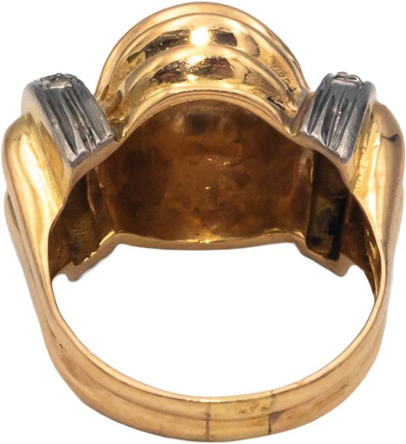 Vintage Retro 18k Gold & Platinum 0.06CT VS Diamond Dome Ribbon Ring Size 5.25