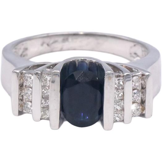 14k White Gold 1.50CT Diamond and Sapphire Ring Size 7.25