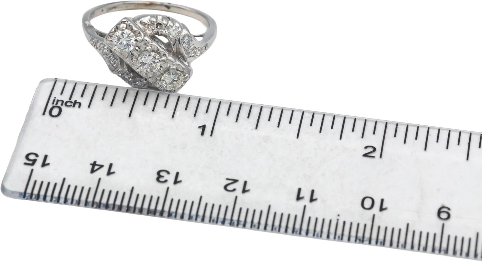 Vintage Antique 14k White Gold 0.55CT VS Diamond Ring Size 9