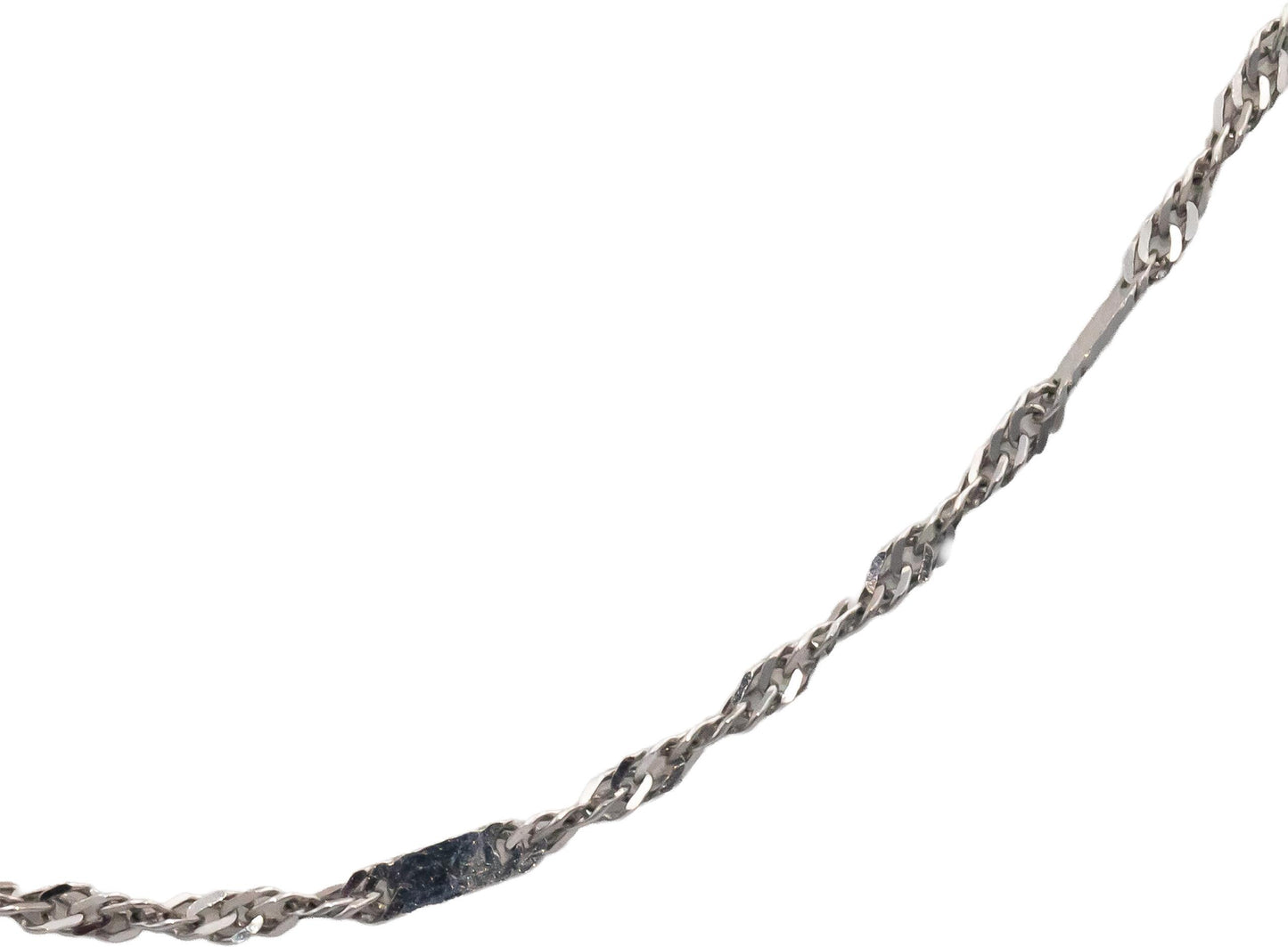 14k White Gold Jewelry 16" Long Fancy Twisted Chain Link Necklace