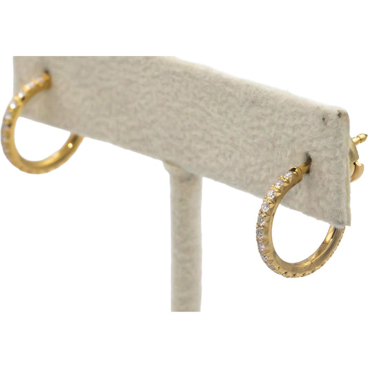 TIFFANY & CO. 18k Gold 0.30CT VS Diamond Metro Hoop Stud Earrings $4150 Retail