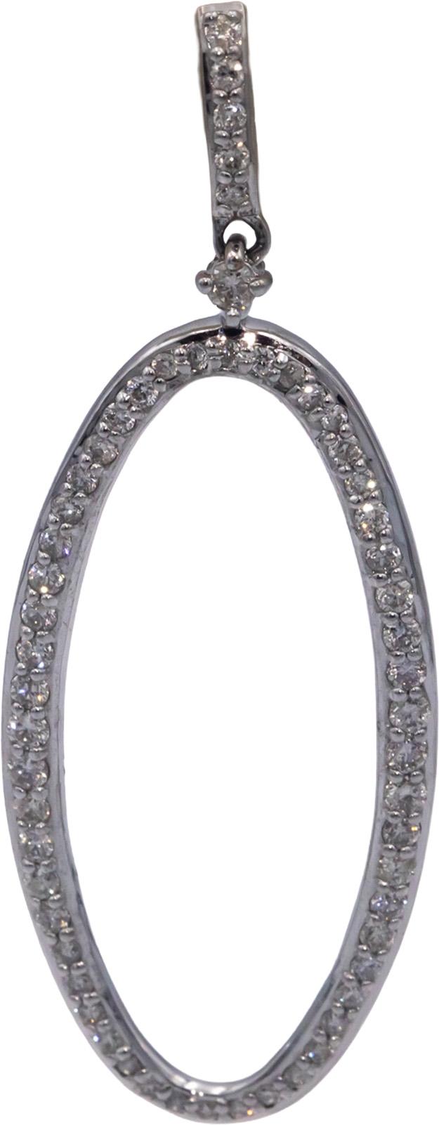 10k White Gold 1.30CT Round Cut Diamond Oval Hoop Dangle Stud Earrings