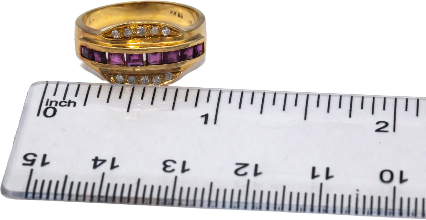18k Yellow Gold Jewelry 0.55CT VS Diamond and Ruby Ring Size 7