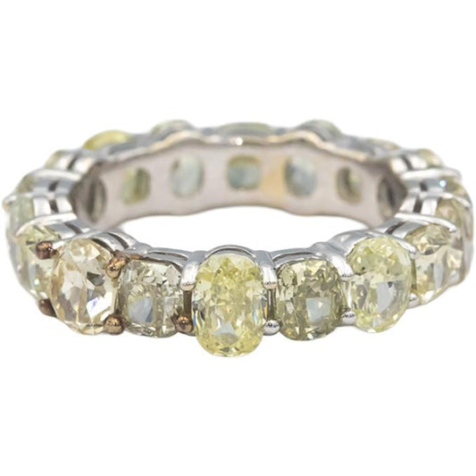 14k White Gold White and Light Yellow Diamond Eternity Ring 4.50CT Size 5.25