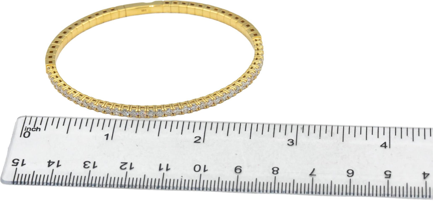 14k Yellow Gold 1.70CT Round Cut Lab Grown Diamond Semi-Flexible Bangle Bracelet