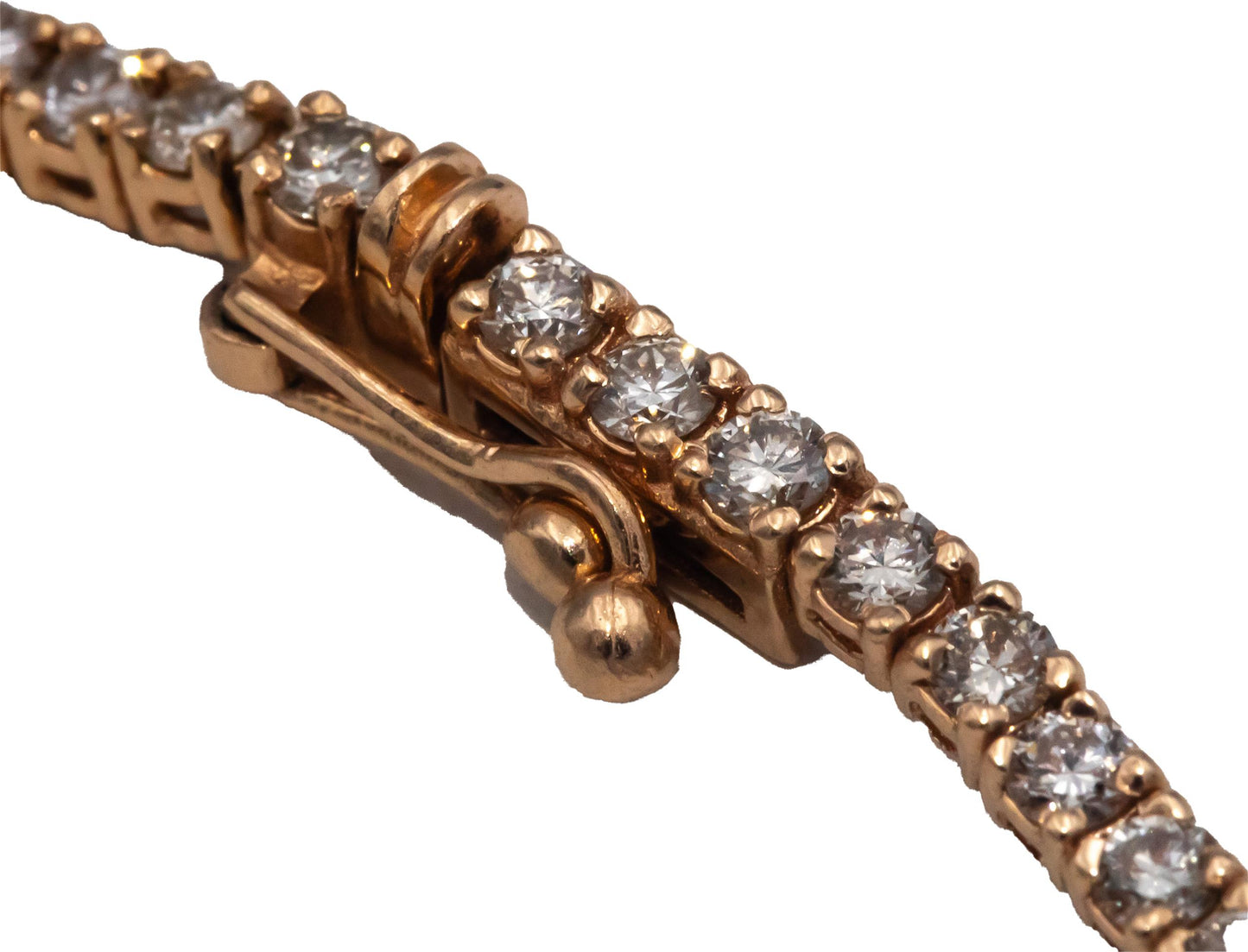 14k Rose Gold VS Round Cut Diamond Tennis Necklace 17.75" Long 6.39CT