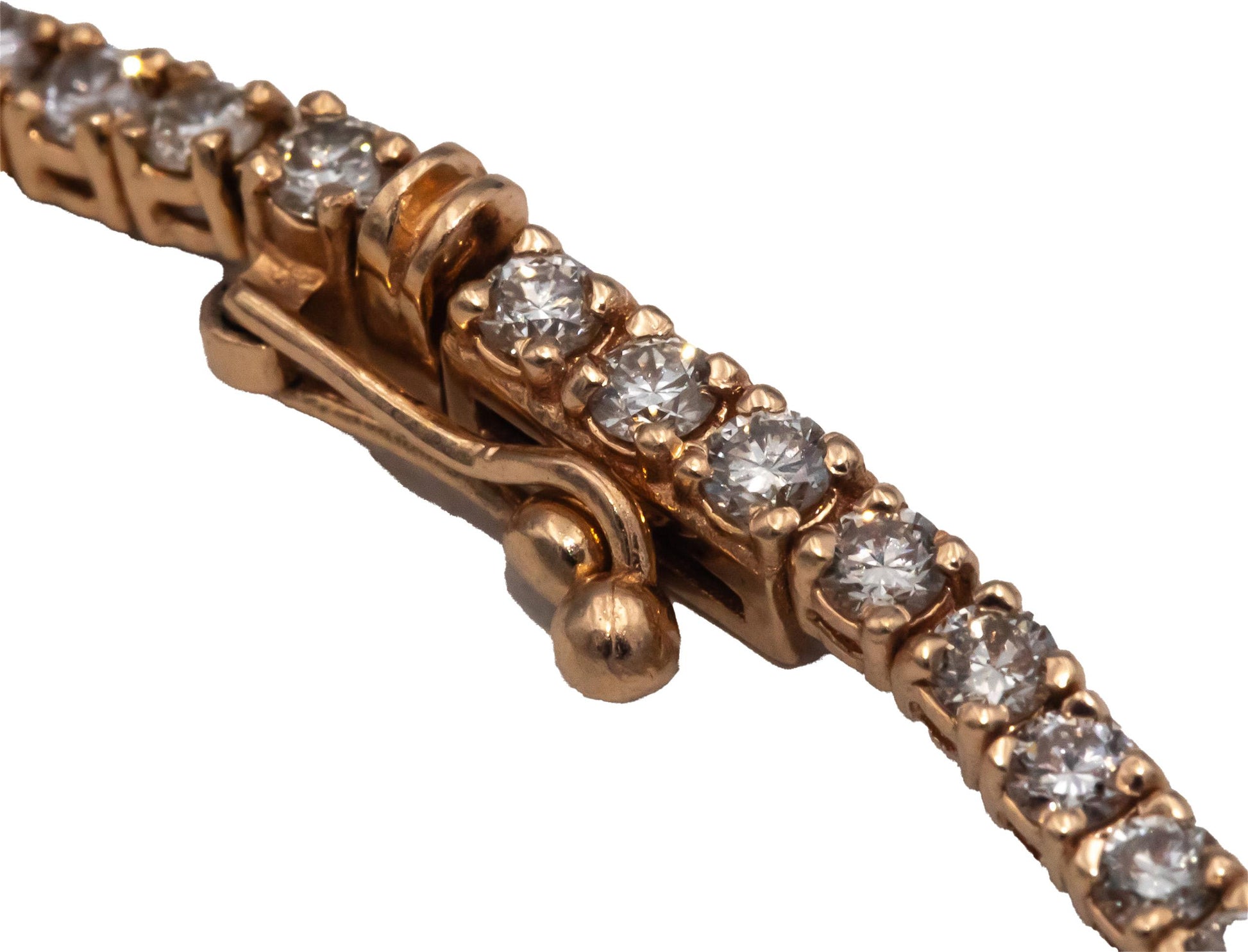14k Rose Gold VS Round Cut Diamond Tennis Necklace 17.75" Long 6.39CT