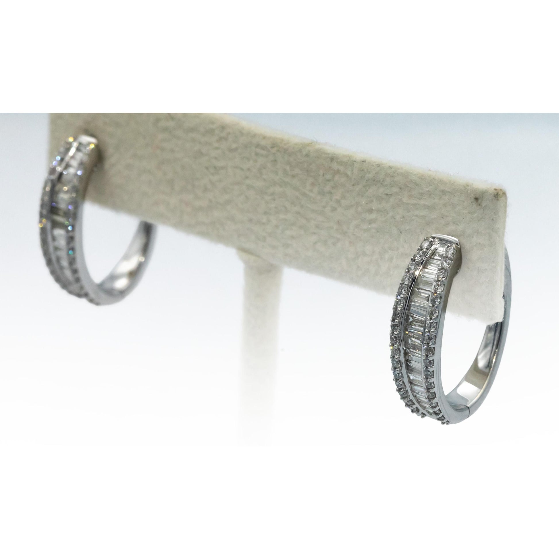 14k White Gold Jewelry 1.0CT VS Diamond Huggie Style Earrings