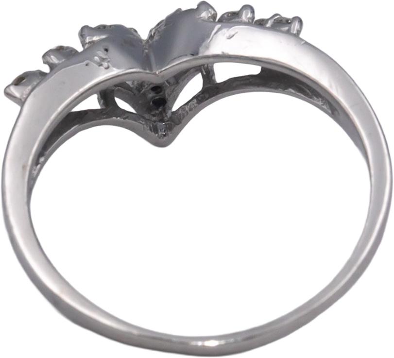 14k White Gold 0.25CT VS Round Cut Diamond V-Shaped Chevron Ring Size 9