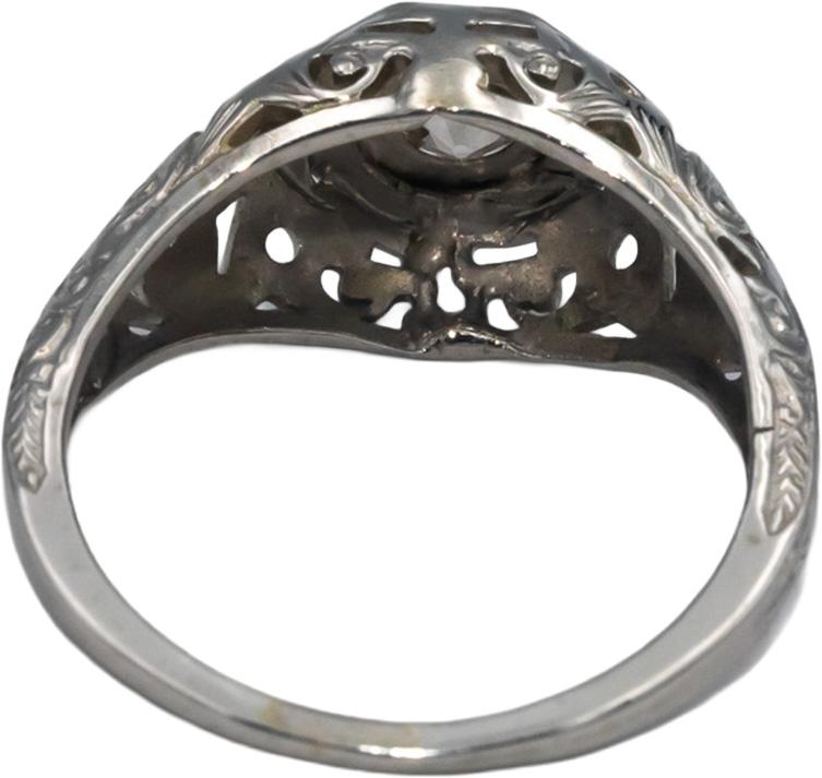 Vintage Antique 18k Gold 0.45CT Old Mine Cut Diamond Filigree Ring Size 6.75