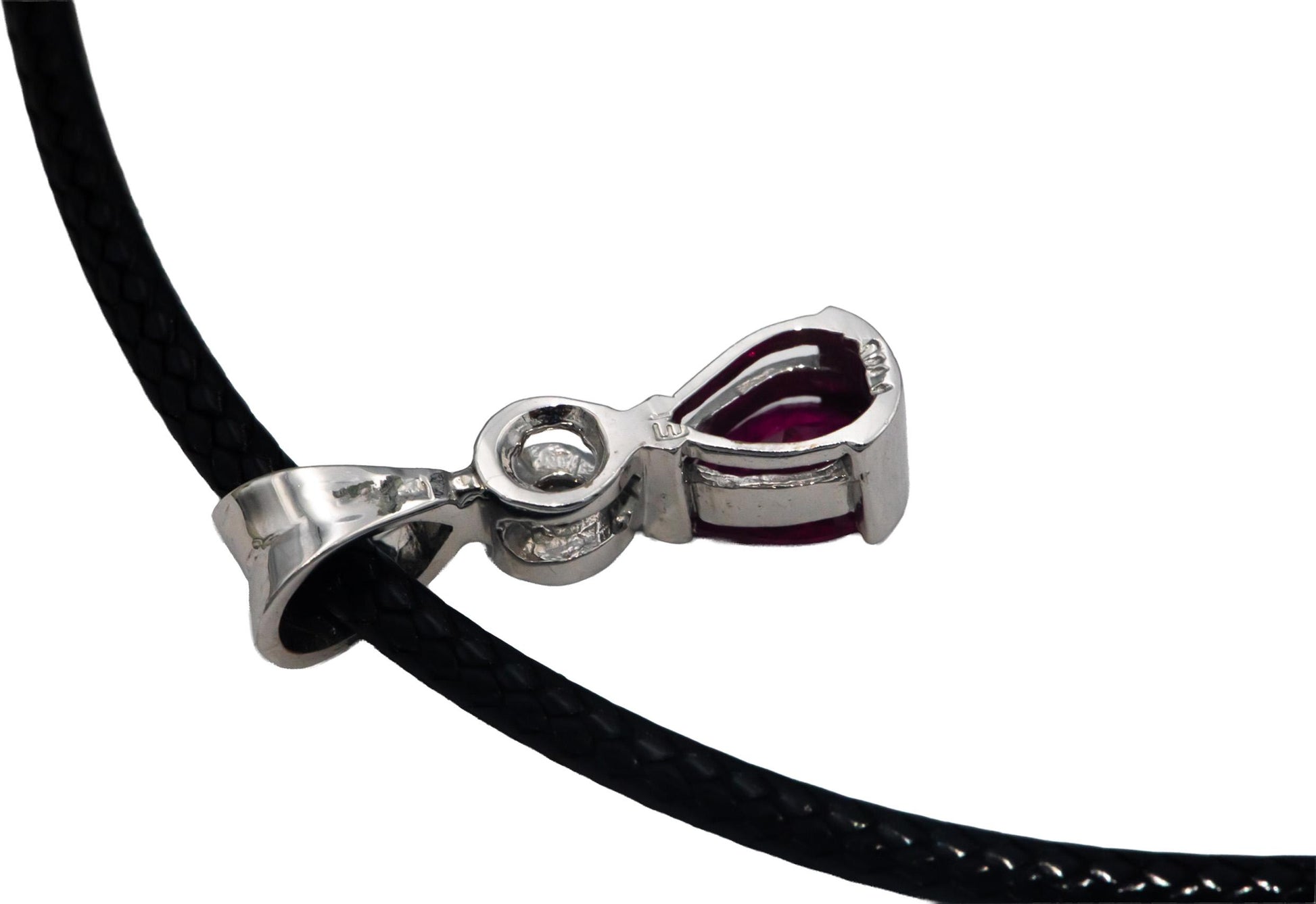 14k White Gold Jewelry 0.80CT Diamond and Ruby Pendant Necklace