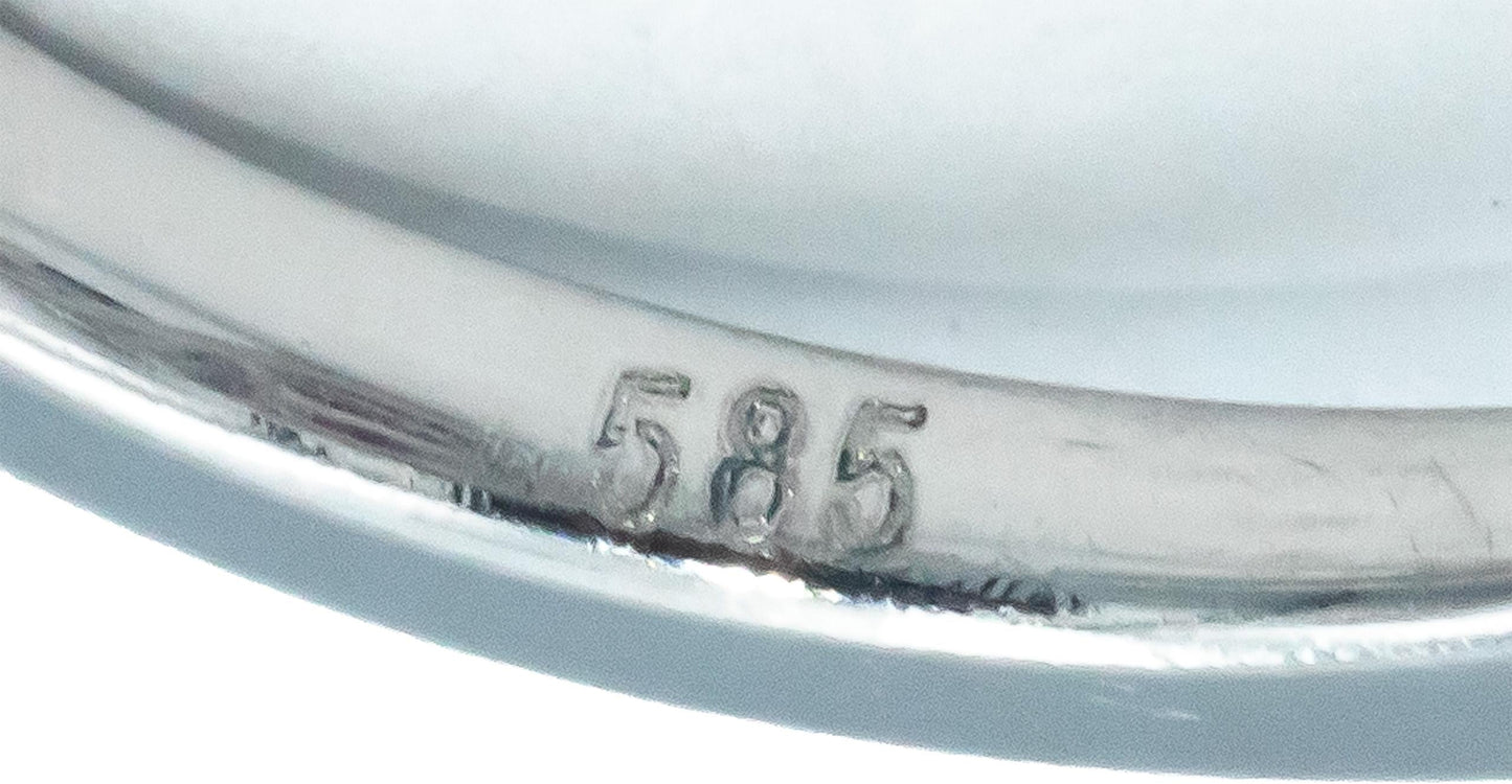 14k White Gold 1.51CT Round Diamond and Oval Tourmaline Ring Size 6