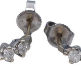 10k White Gold Round Diamond Curved Stud Earrings w/ 14k Backs 0.70CT
