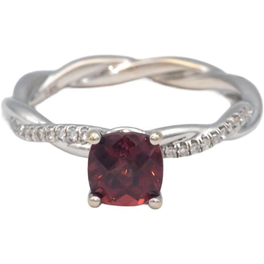 14k White Gold Jewelry Diamond and Garnet Cocktail Ring 1.33CT Size 6.5