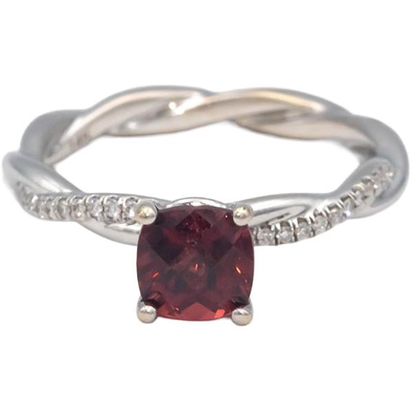 14k White Gold Jewelry 1.33CT Diamond and Garnet Ring Size 6.5