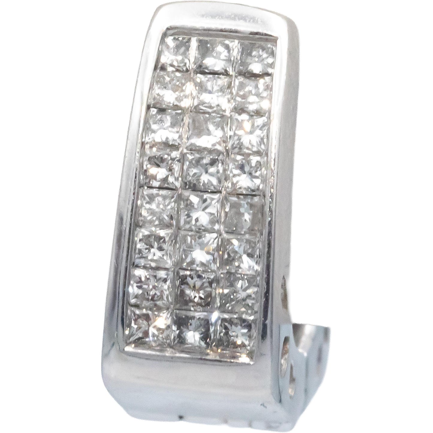 14k White Gold Jewelry 1.0CT Princess Cut Diamond Hoop Huggie Earrings
