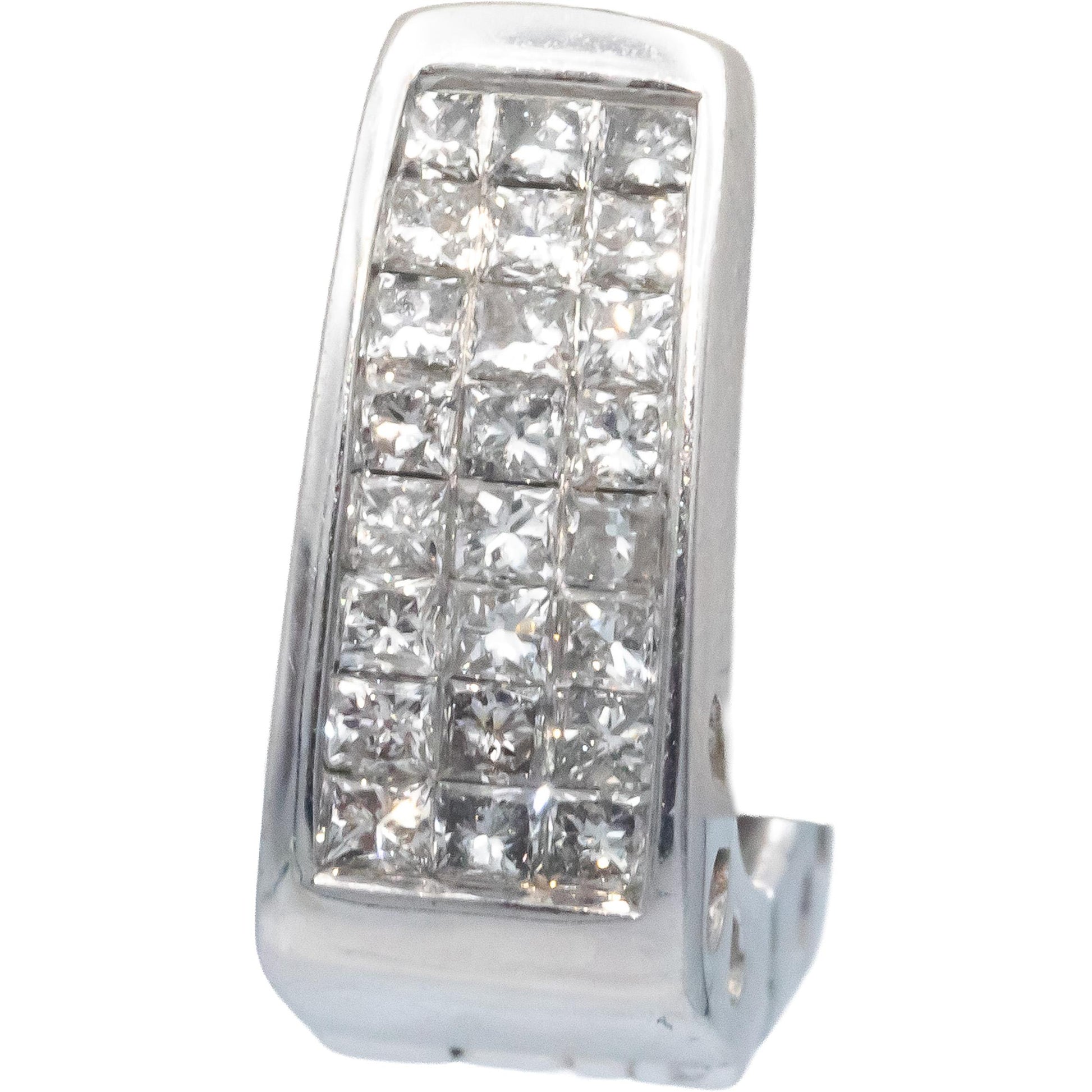 14k White Gold Jewelry 1.0CT Princess Cut Diamond Hoop Huggie Earrings