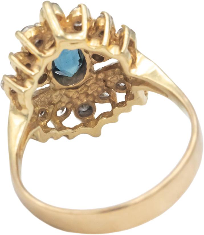 14k Yellow Gold Jewelry 1.0CT Diamond and Sapphire Cocktail Ring Size 8.25