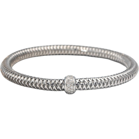 ROBERTO COIN 18k White Gold Primavera Flexible Bracelet w/ Diamond Station