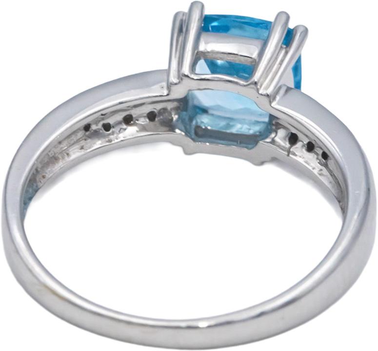 14k White Gold 1.57CT Diamond and Blue Topaz Ring Size 7.25