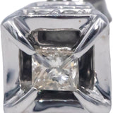 10k White Gold Princess and Round Diamond Stud Earrings 0.50CT