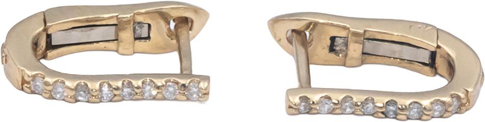 14k Yellow Gold 0.25CT Round Cut Diamond Hoop Huggie Earrings