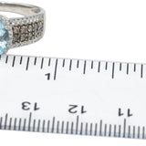LE VIAN 14k White Gold Diamond and Aquamarine Ring 2.0CTW Size 6.25