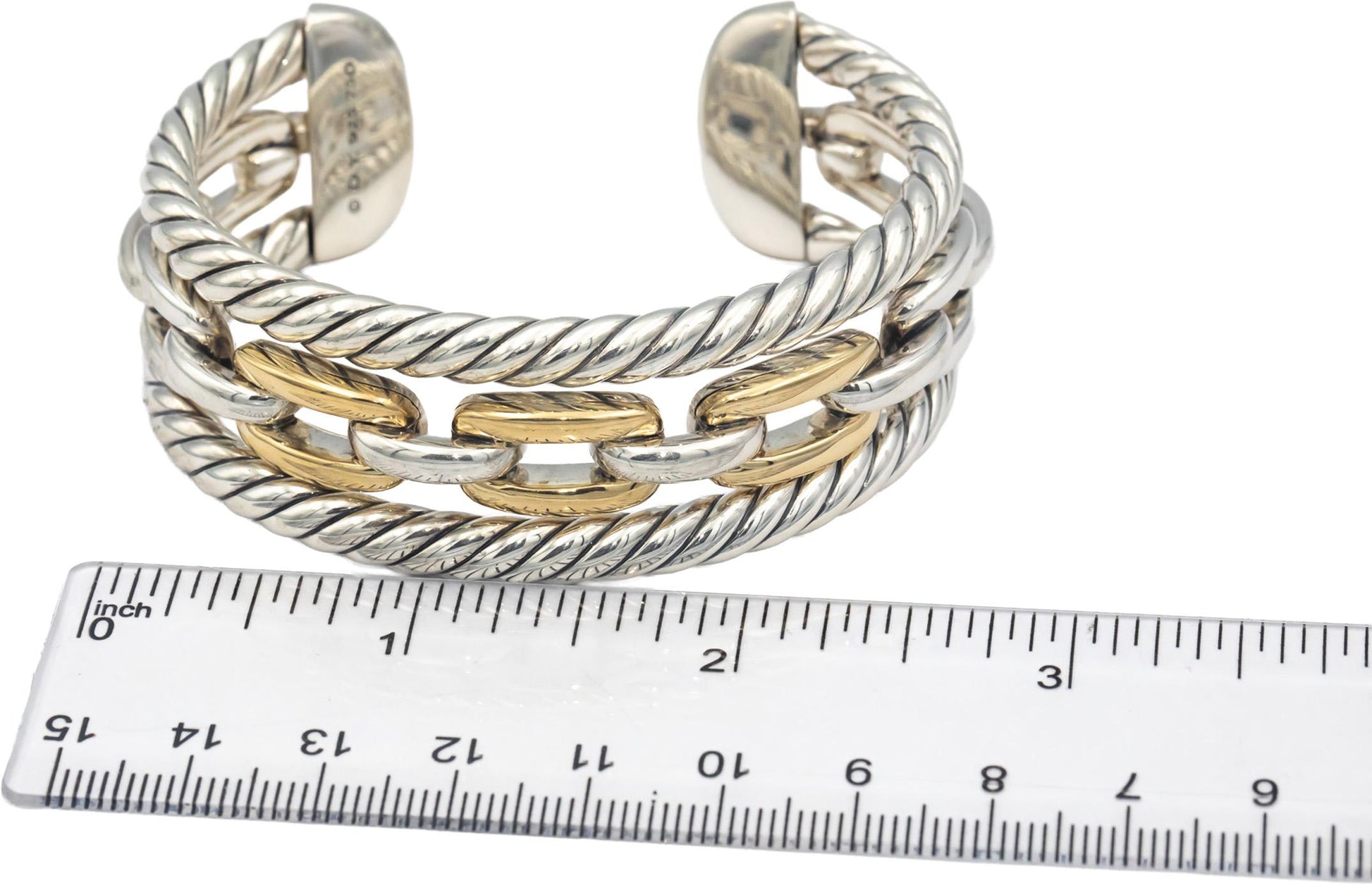 DAVID YURMAN 18k Gold & Sterling Silver 3-Row Wellesley Link Multistack Bracelet