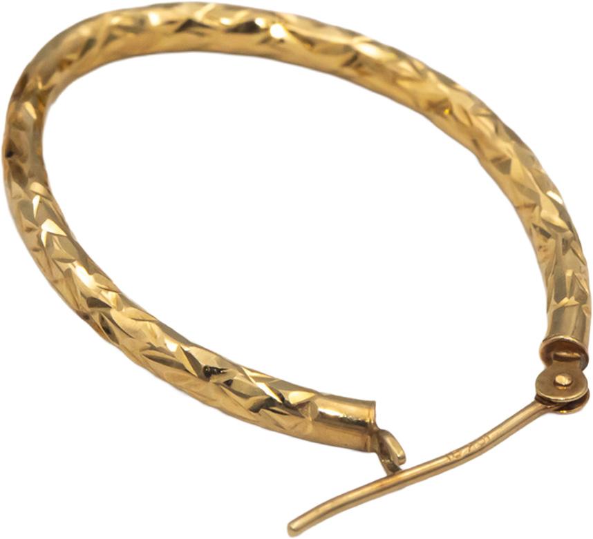 10k Yellow Gold Jewelry Textured Oval Hoop Earrings