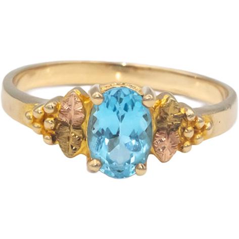 10k Yellow Gold 0.75CT Oval Cut Blue Topaz Solitaire Cocktail Ring Size 6.25