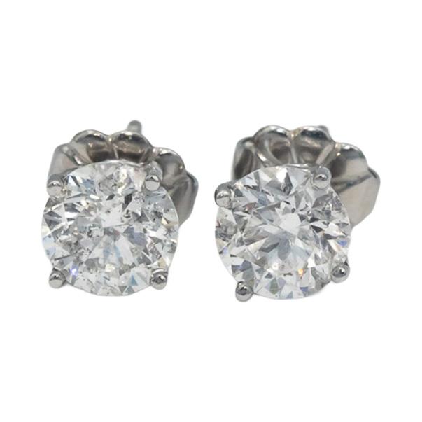18k White Gold Jewelry Round Natural Diamond Stud Earrings 1.49CT