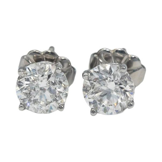 18k White Gold Jewelry Round Natural Diamond Stud Earrings 1.49CT
