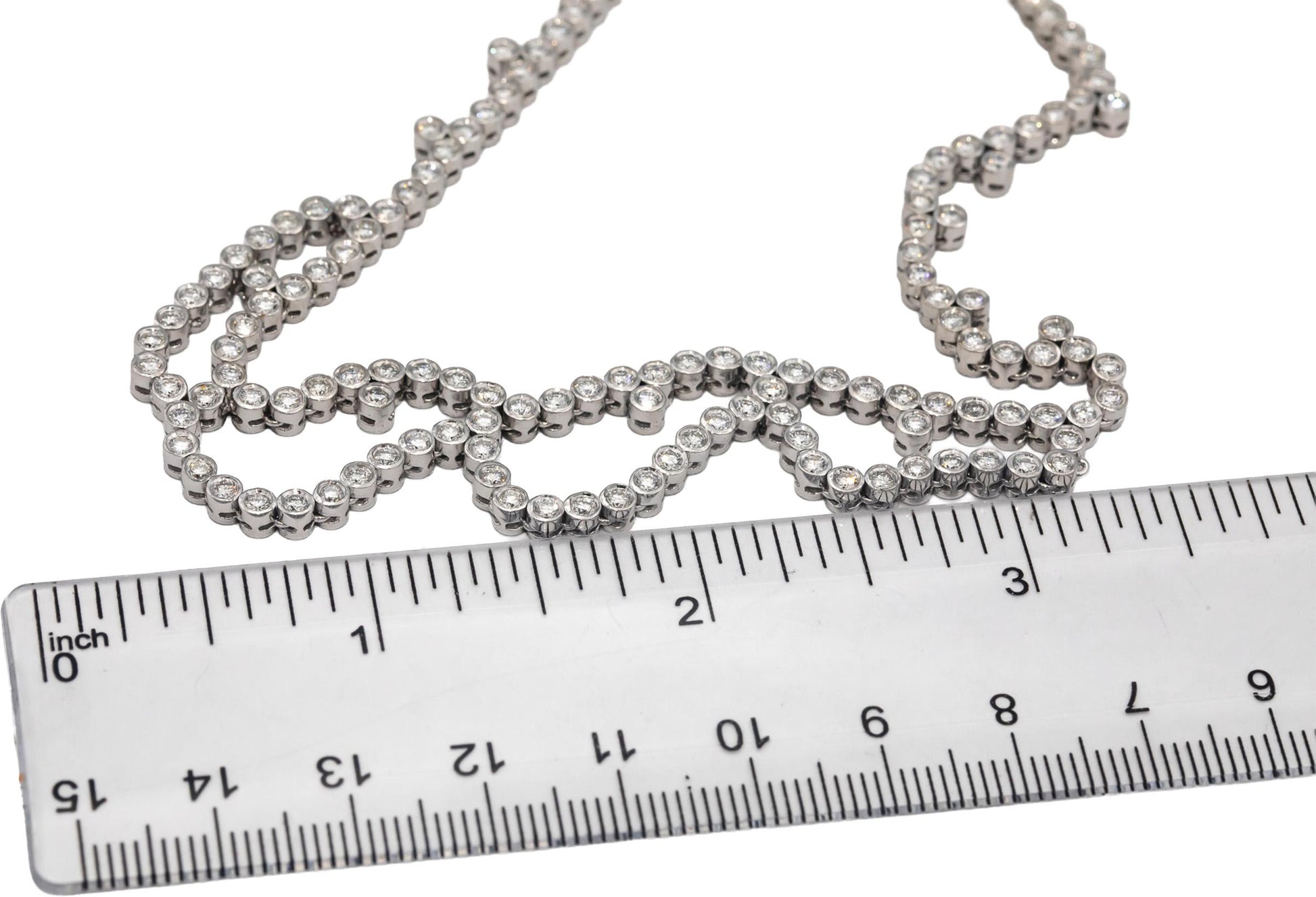 18k White Gold 10.50CT VS Round Cut Bezel Set Diamond Formal Choker Necklace
