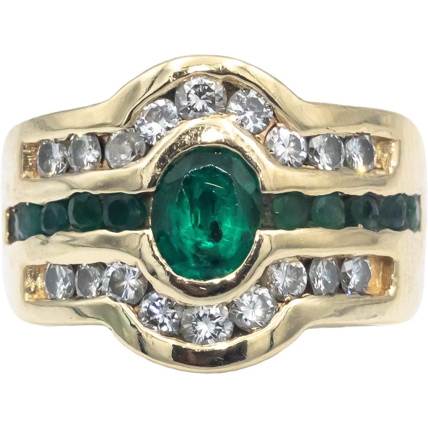 14k Yellow Gold Jewelry VS Diamond and Emerald Cocktail Ring 1.75CT Size 5.5
