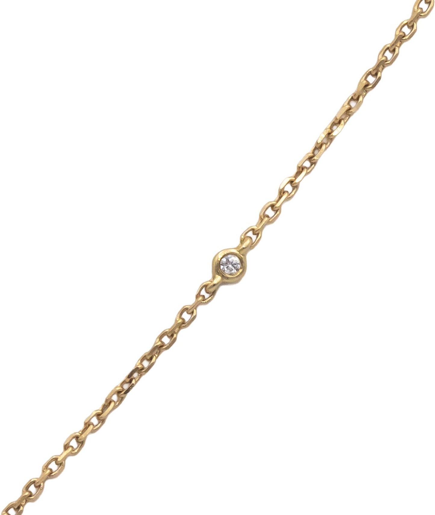 18k Yellow Gold Round Diamond Tassel Necklace Chain 0.25CT