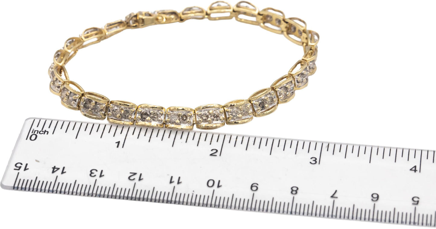 Diamond Round Cut 10k Yellow Gold Fancy Link Bracelet 5.0CT