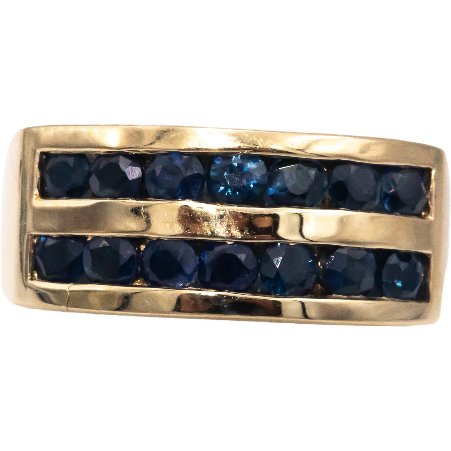 Blue Sapphire 10k Yellow Gold Channel Set Band Ring 0.75CT Size 6