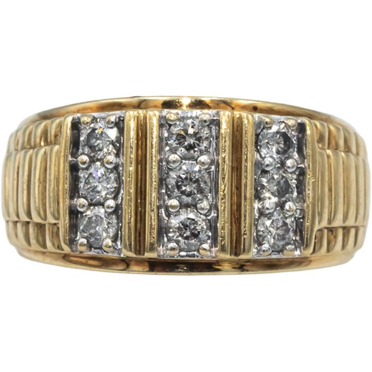 10k White Gold Round Cut Diamond Men's Band Ring 0.75CT Size 9.5