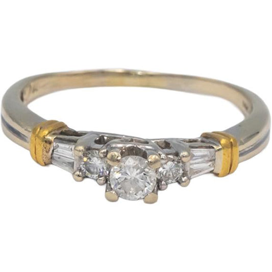 14k White & Yellow Gold Diamond Engagement Ring .50CT w/ .25CT Center Sz. 11