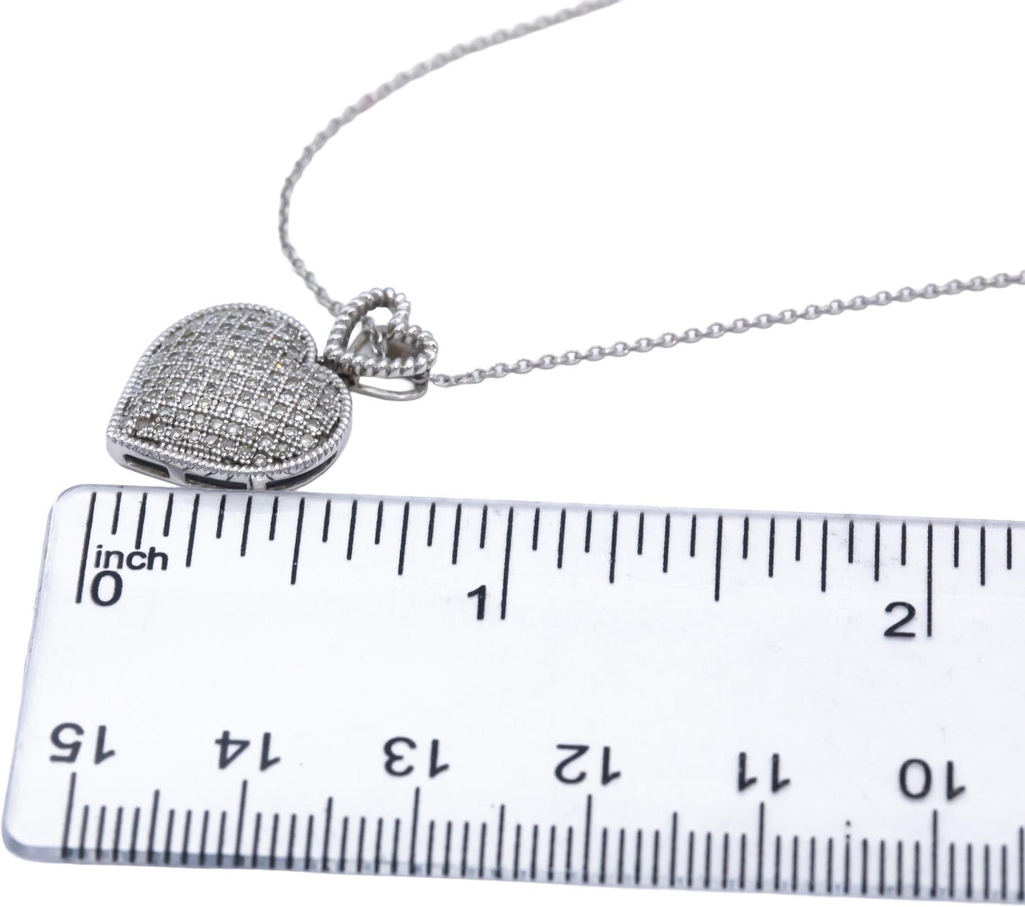 Diamond Round Cut 14k White Gold Heart Cluster Pendant Necklace 0.50CT