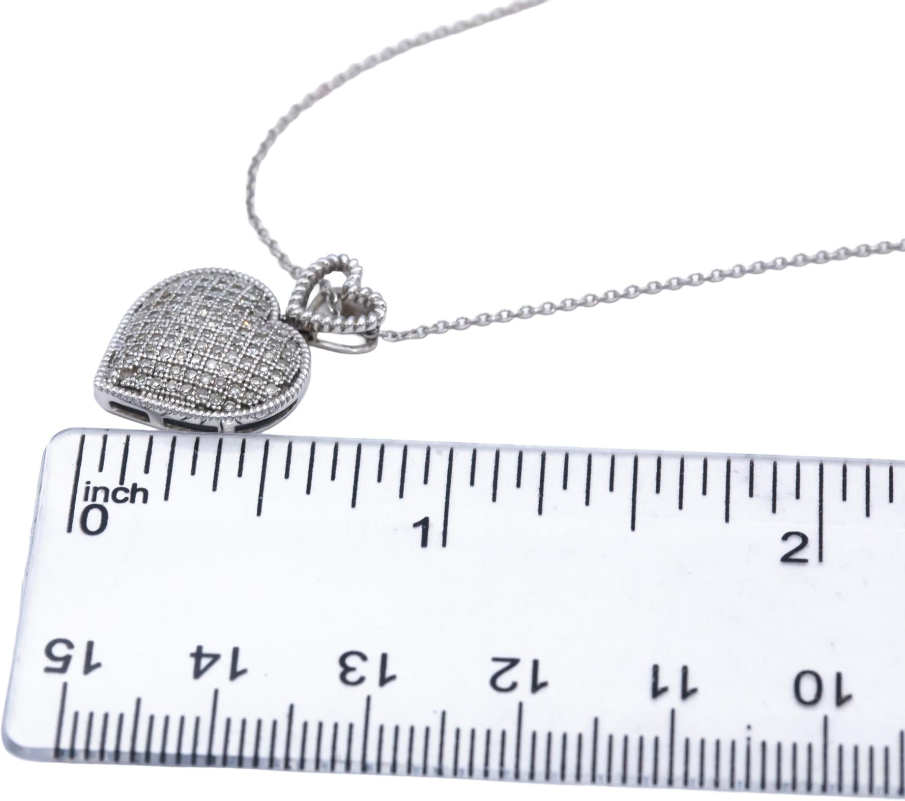 Diamond Round Cut 14k White Gold Heart Cluster Pendant Necklace 0.50CT
