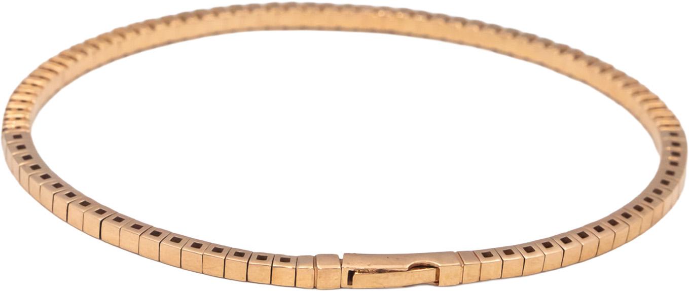 14k Rose Gold VS Round Diamond Semi-Flexible 1/2 Around Bangle Bracelet 1.0CT