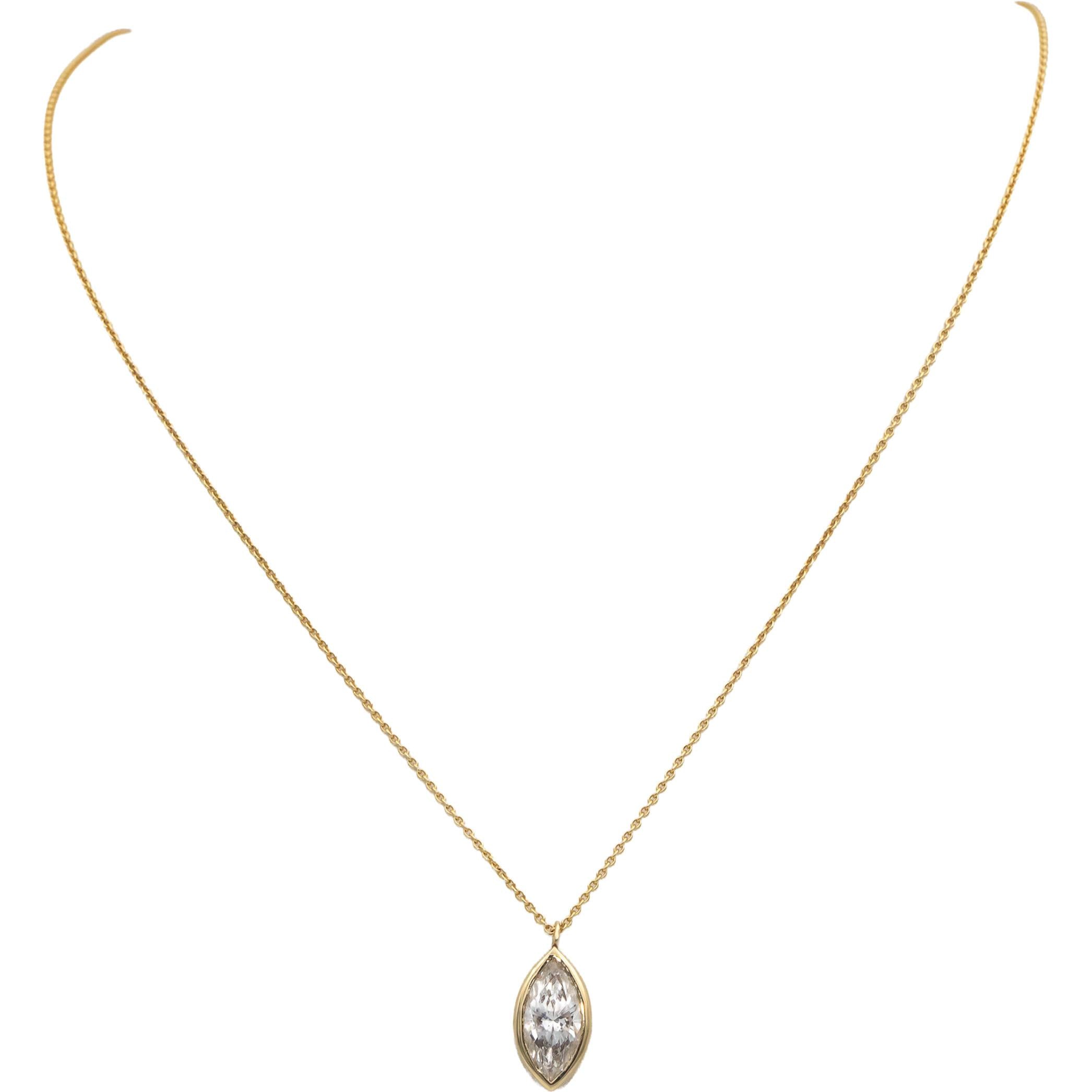 IGI Certified 14k Gold VS1/E Marquise Lab-Grown Diamond Pendant Necklace 2.09CT