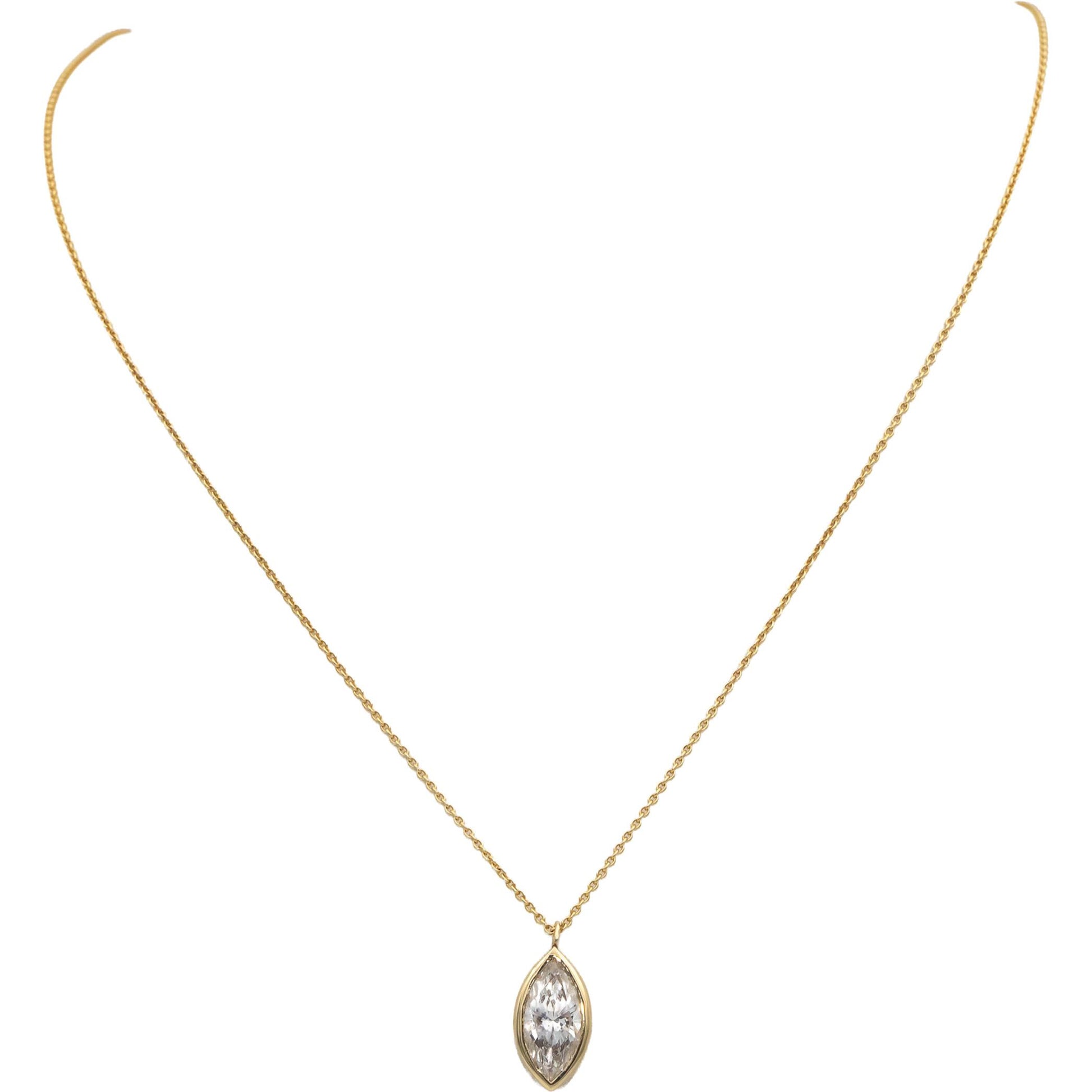 IGI Certified 14k Gold VS1/E Marquise Lab-Grown Diamond Pendant Necklace 2.09CT