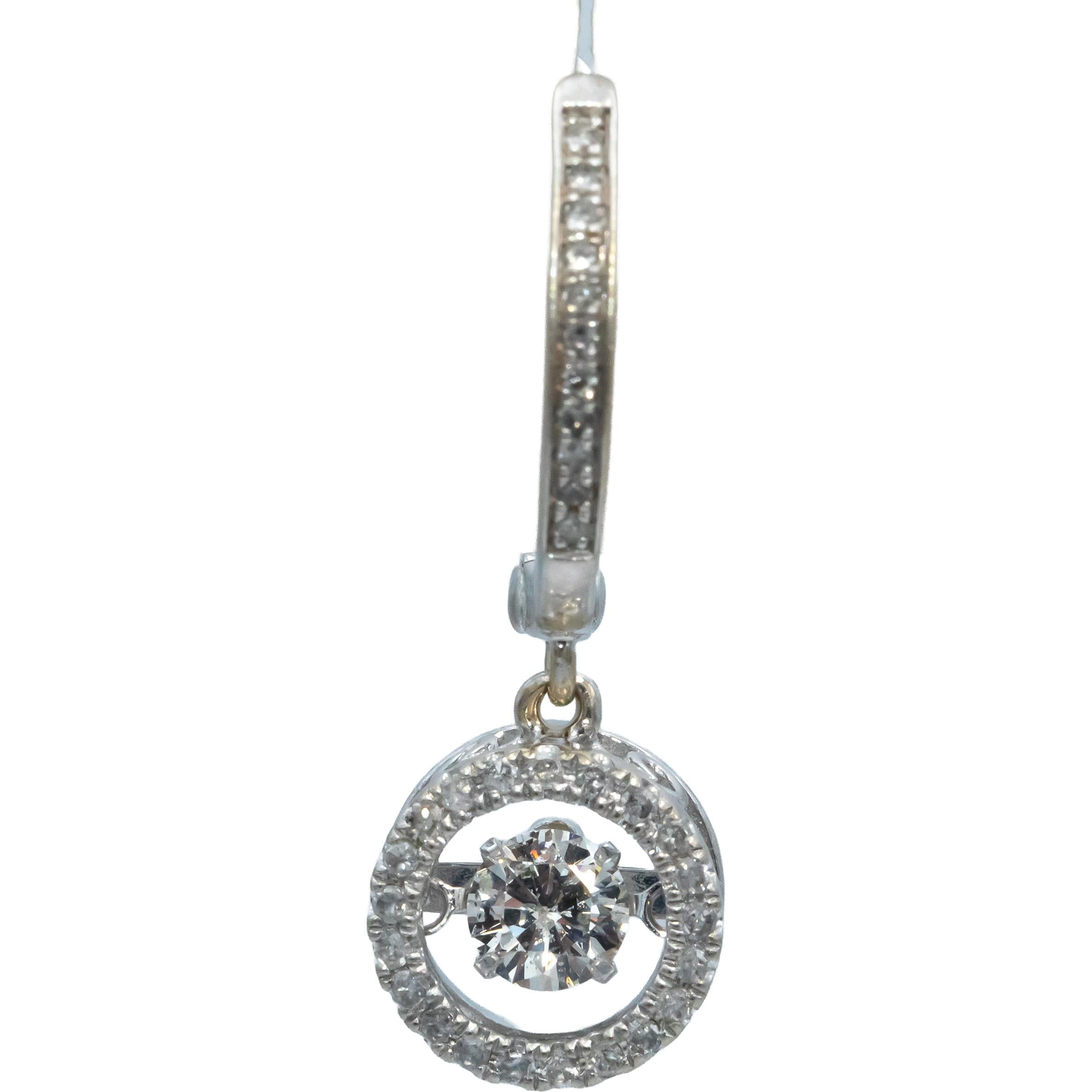 14k White Gold Jewelry Round Diamond Dangle Earrings 1.0CT
