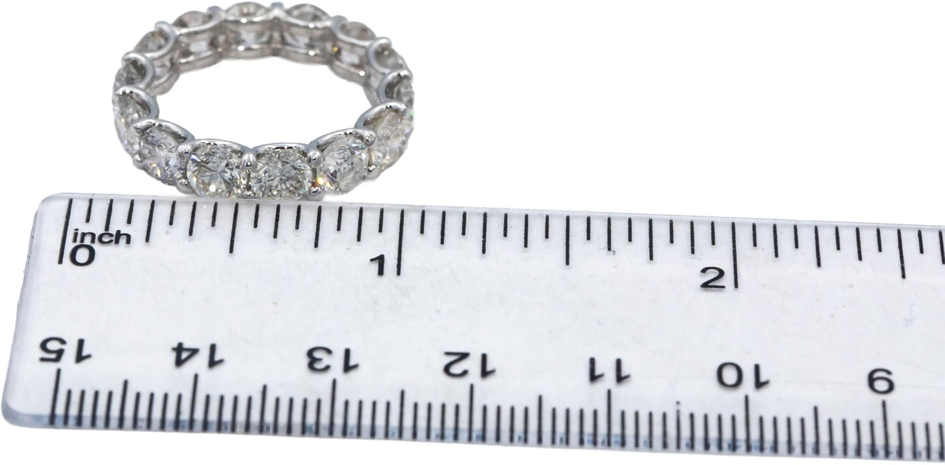 14k White Gold Round Diamond U-Shape Open Gallery Eternity Ring 6.38CT Size 7.5
