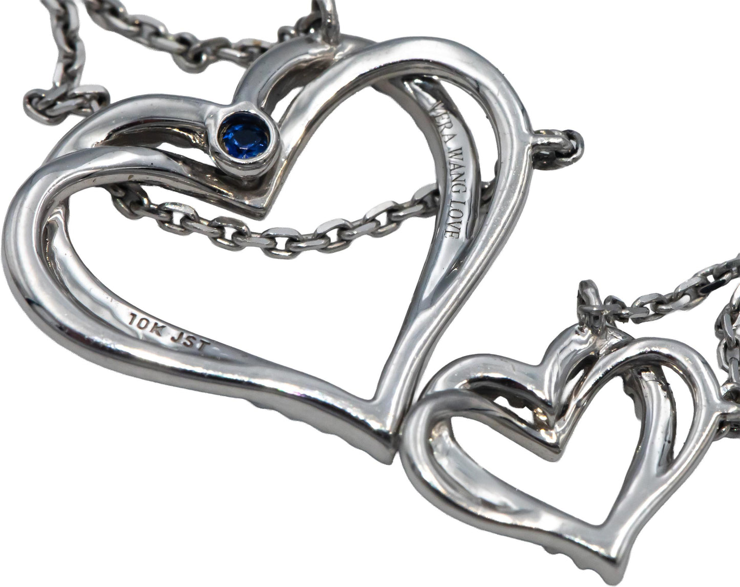 VERA WANG LOVE 10k White Gold Round Diamond Heart Pendant Necklace 0.25CT