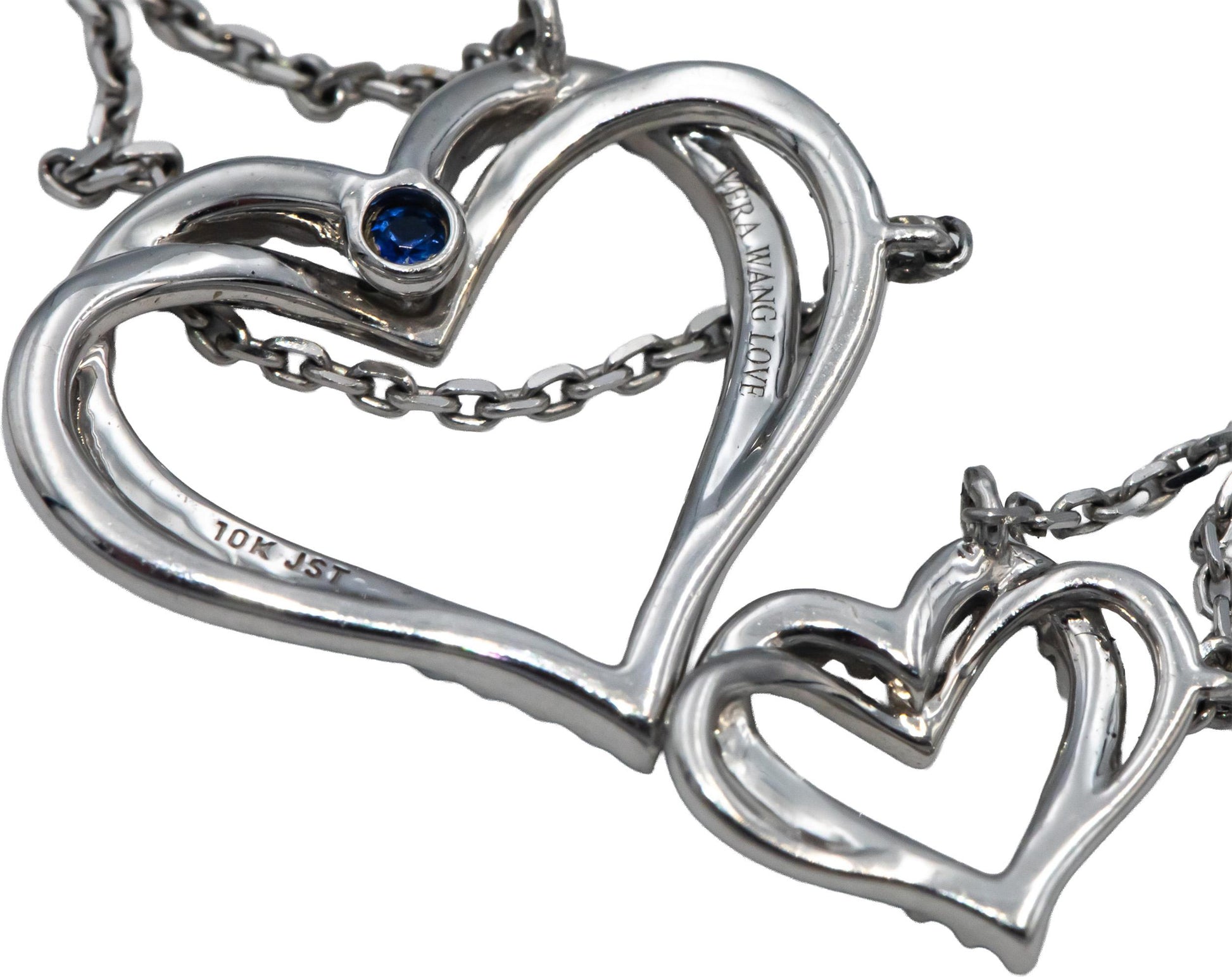 VERA WANG LOVE 10k White Gold Round Diamond Heart Pendant Necklace 0.25CT